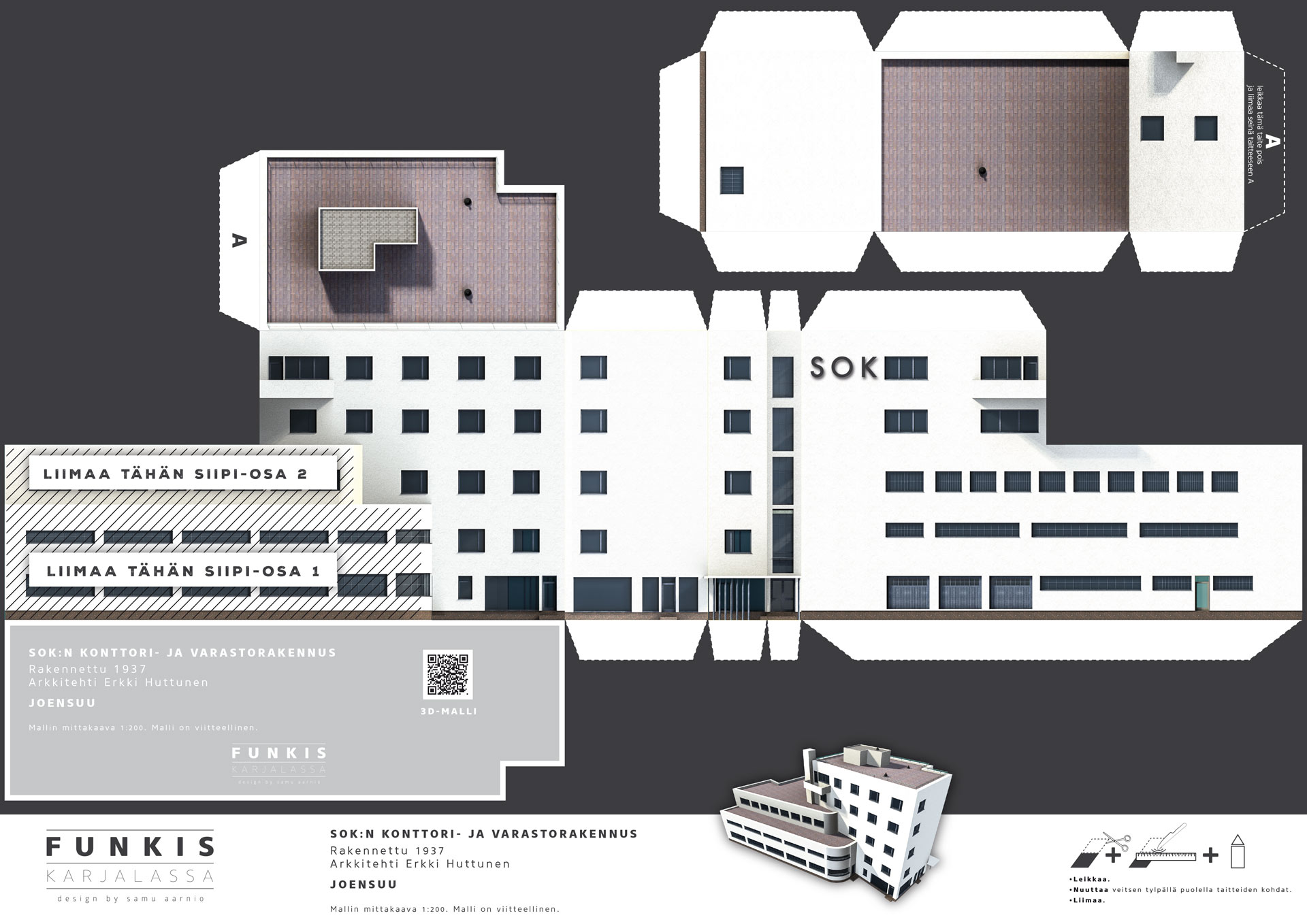 Foldable architectural model of the SOK office and warehouse building
